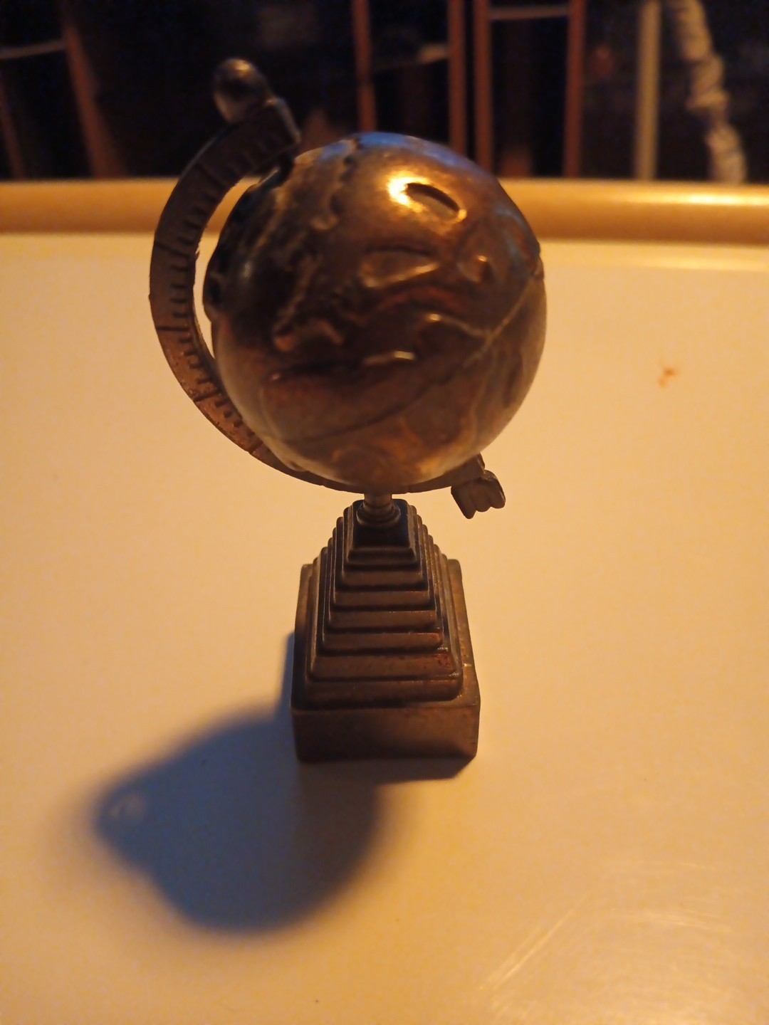 Vintage Die Cast Globe Pencil Sharpener Made in Hong Kong, Globe Desk Ornament