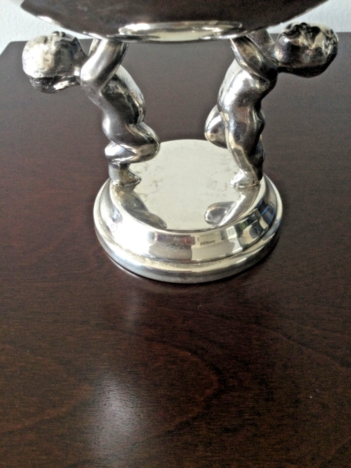 Vintage 1958 Lehman Bros Silver Plated Pedestal Cupids Compote Dish