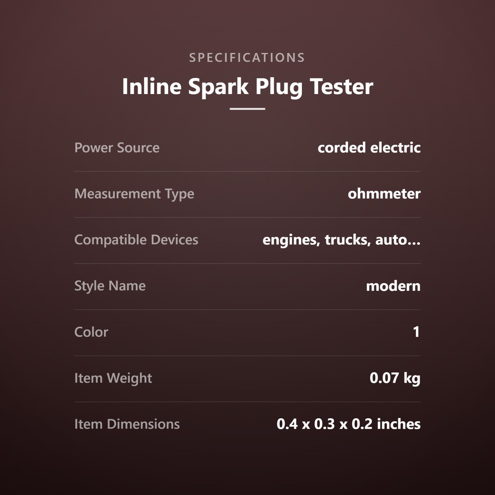 Inline Spark Plug Tester, Plug-in Engine Ignition Tester, Car Exterior Access...