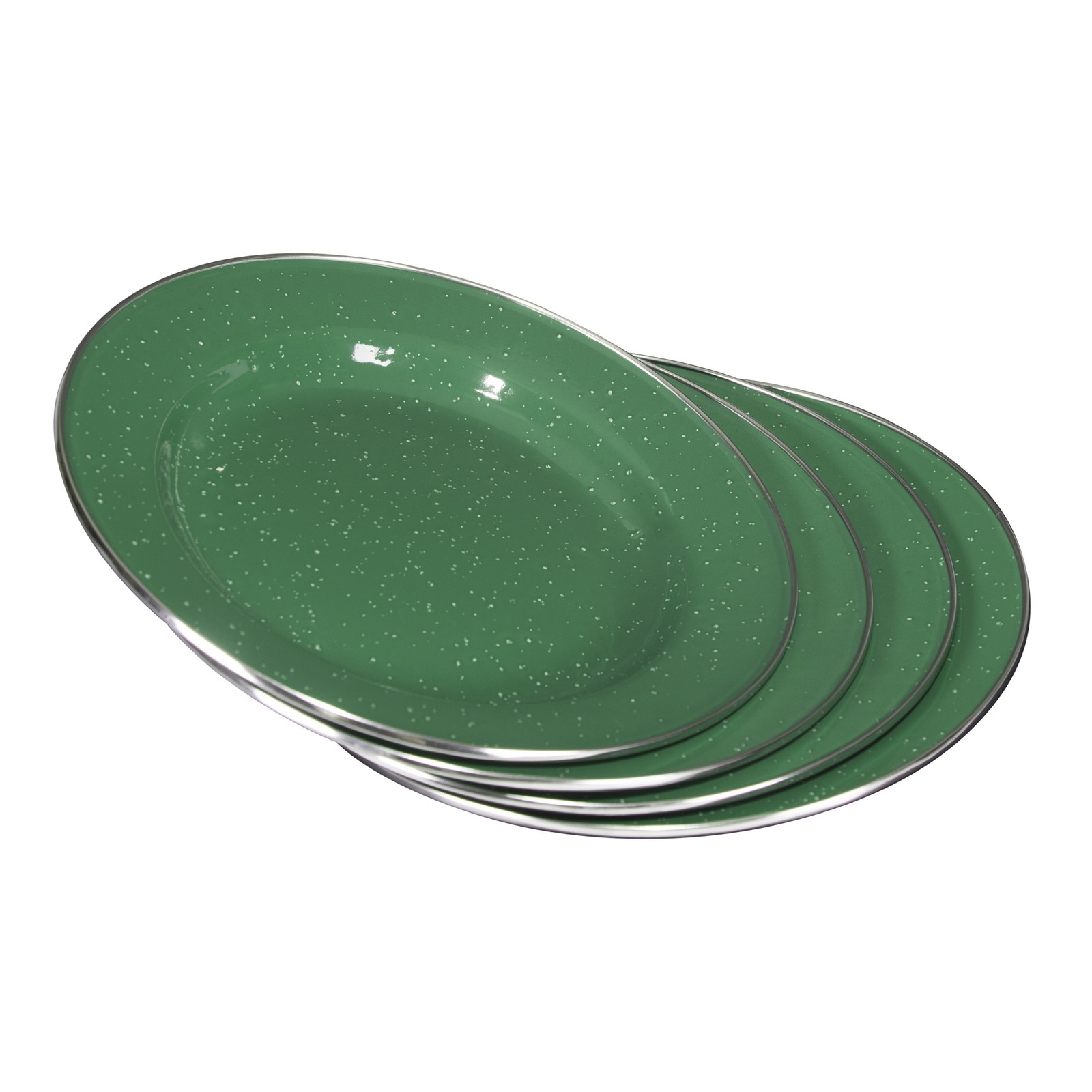 Stansport Deluxe 24-Piece Enamel Tableware Set - Green