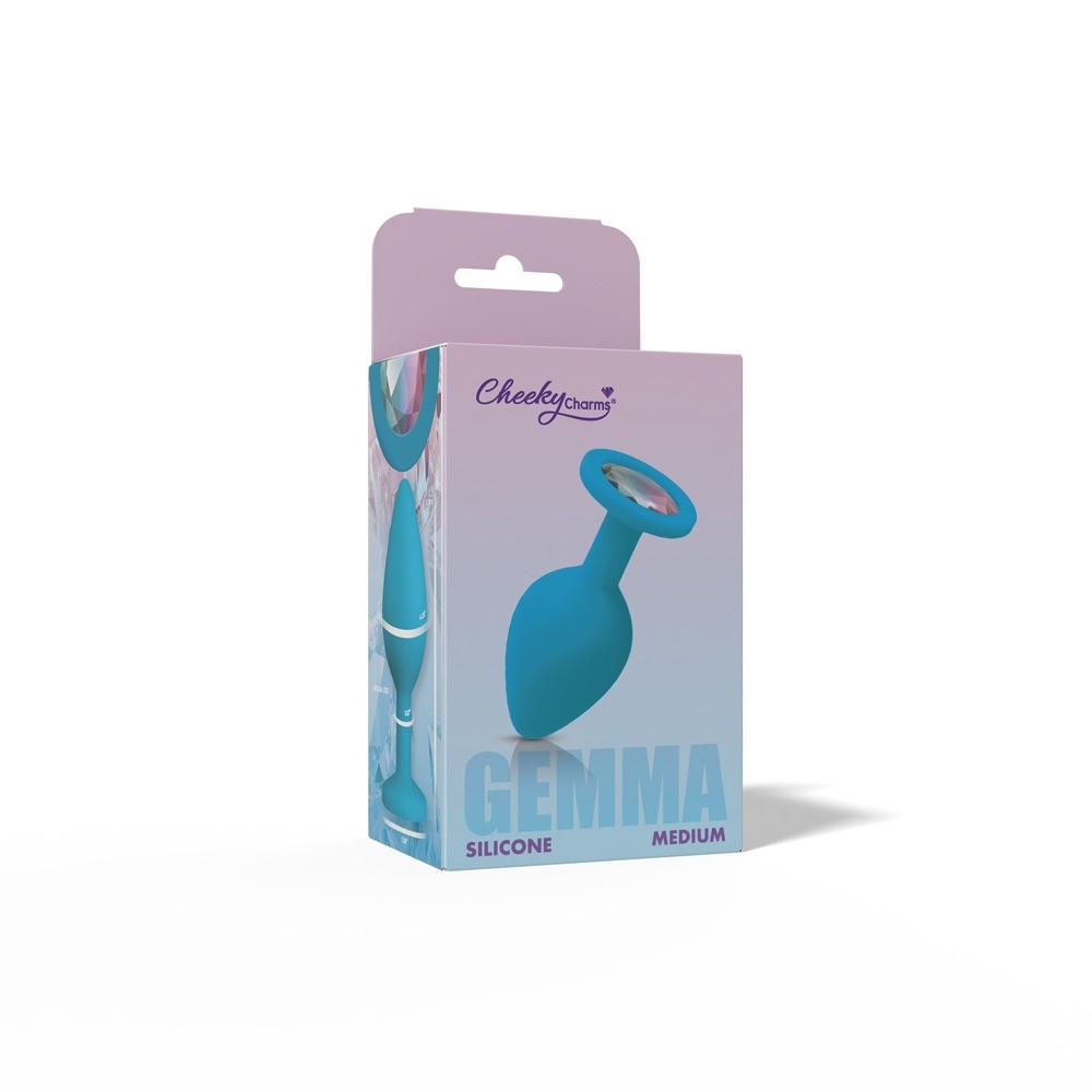 Gemma Clear Iridescent Gem Teal Silicone Plug - M
