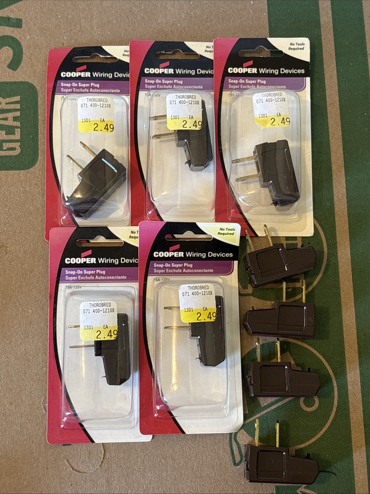 Super L Plug BP2600-6B Snap-On Cooper Wiring Devices (Brown) Lot Of 9