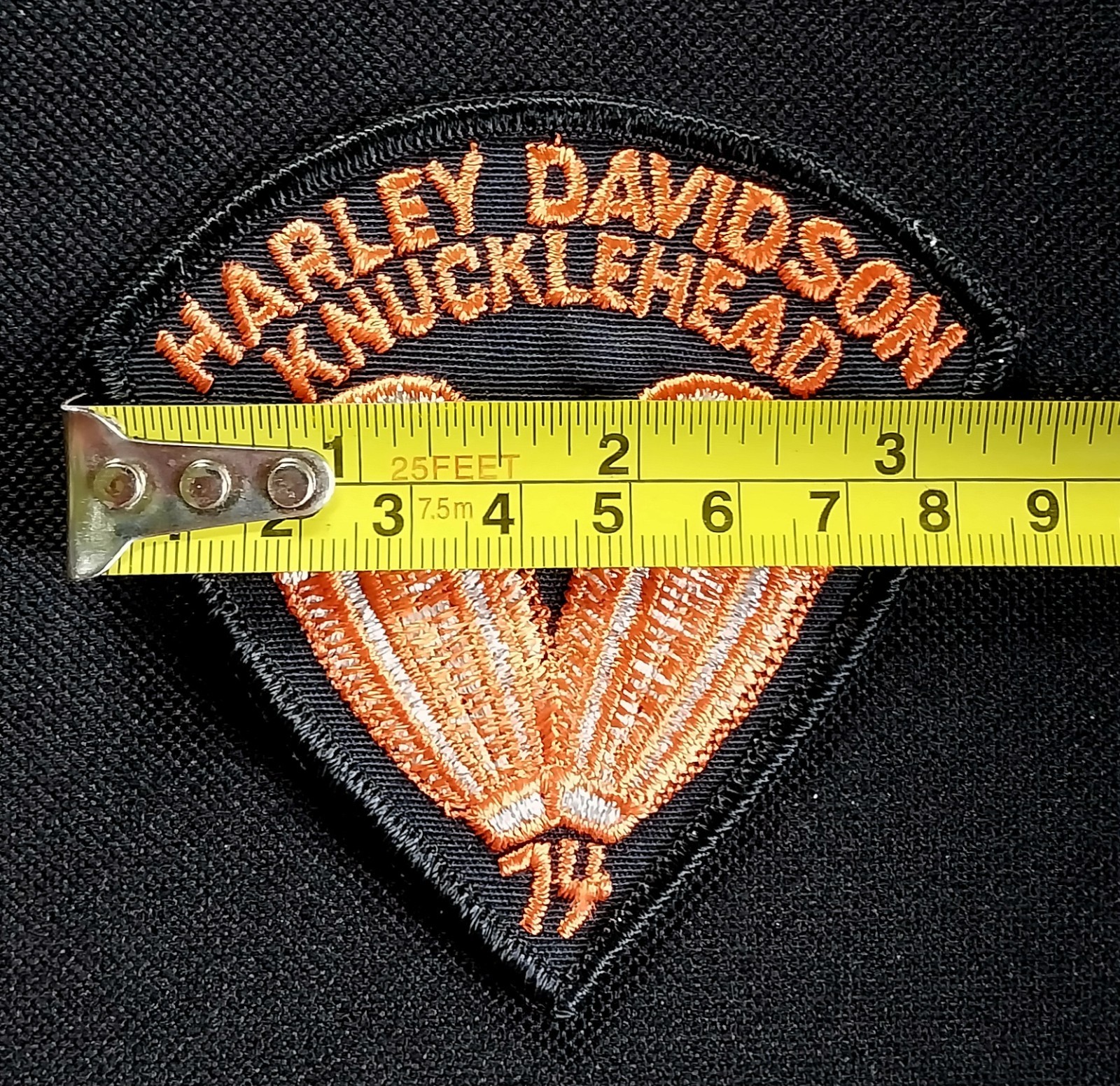 Vintage Authentic Original Harley-Davidson Knucklehead 74 Orange Biker Patch
