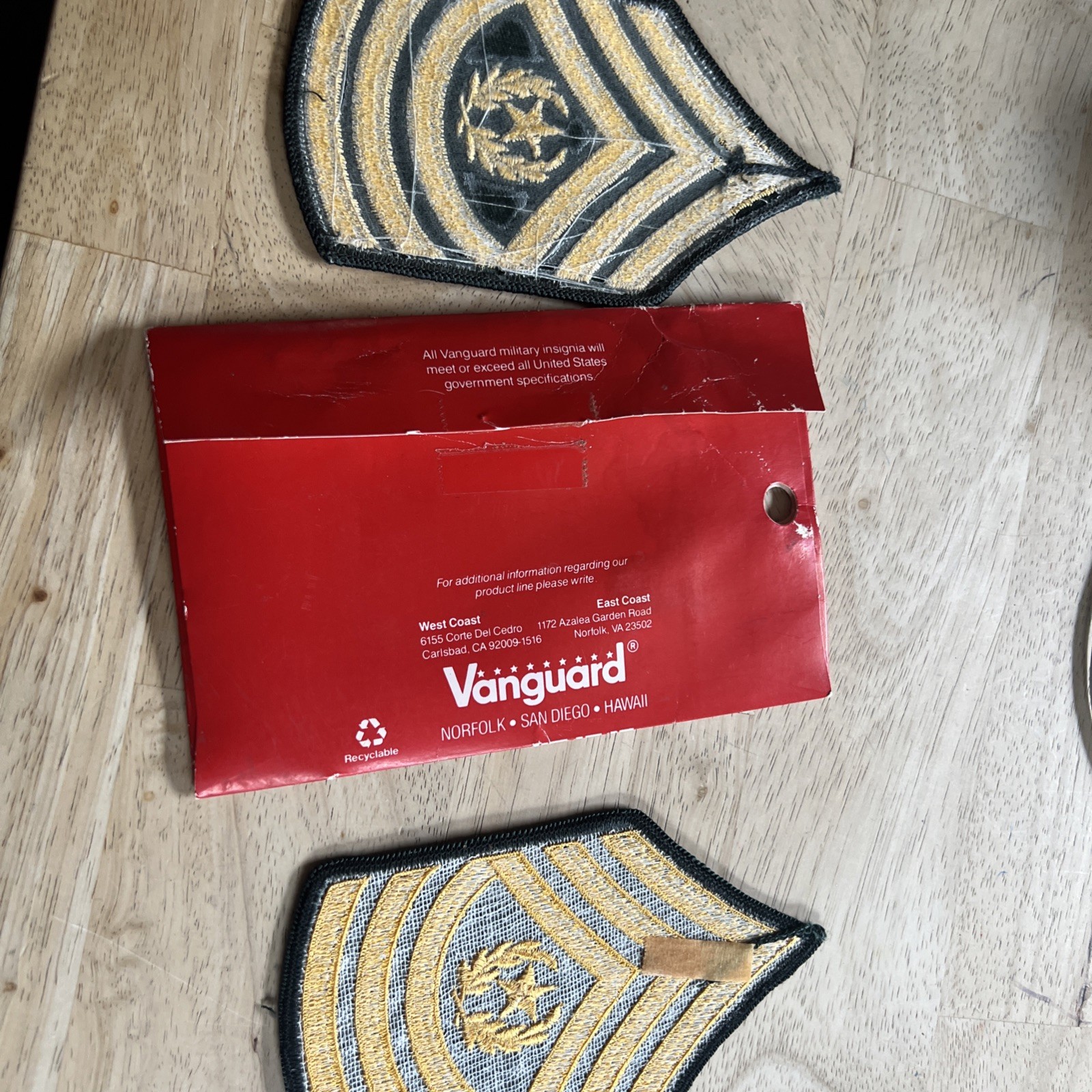 ORIGINAL U.S. ARMY FULL SIZE COMMAND SERGEANT MAJOR CHEVRONS, STRIPES