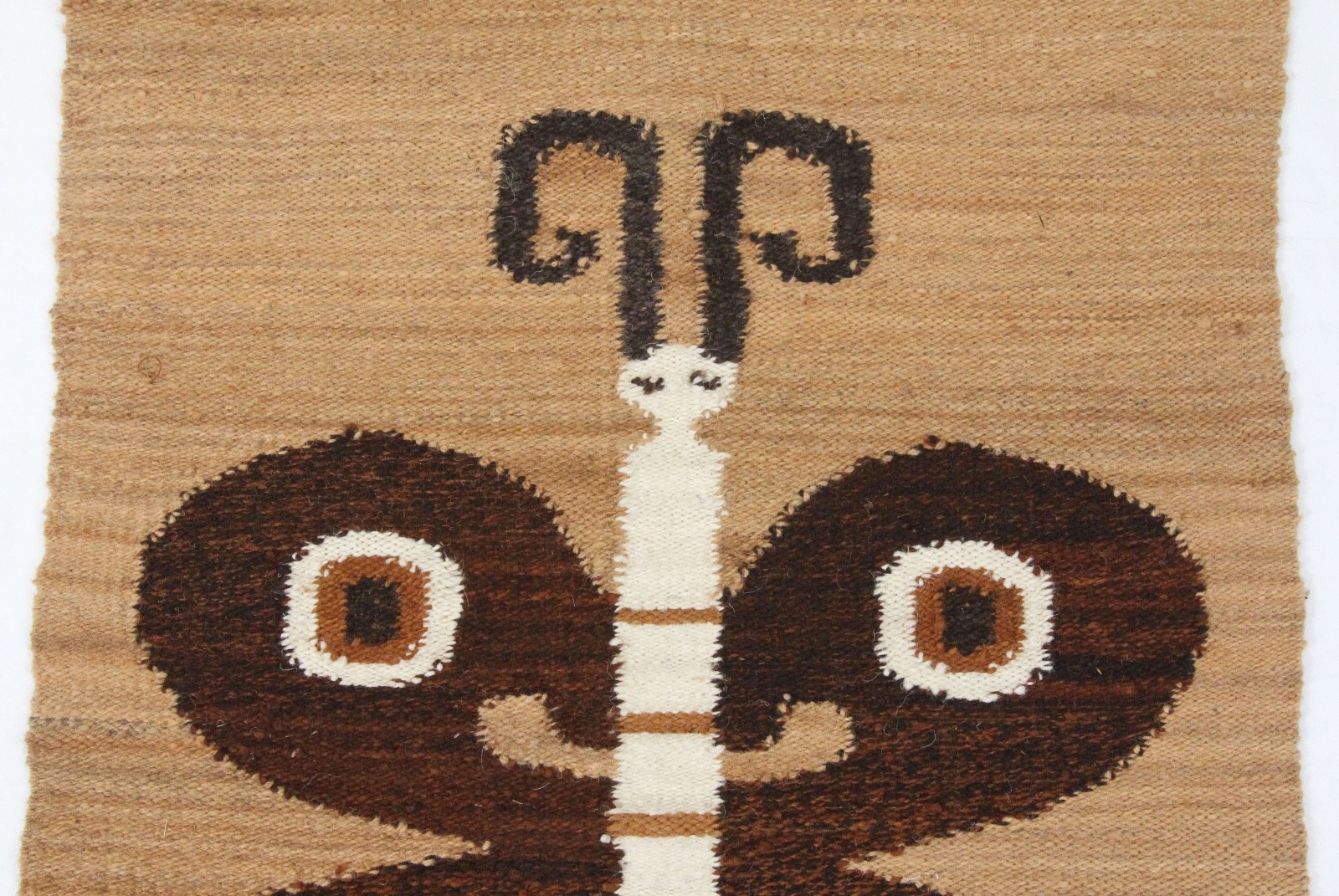 Vintage Peru 35x23.5 Hand Woven Wool Rug Tapestry Butterfly Boho Peruvian