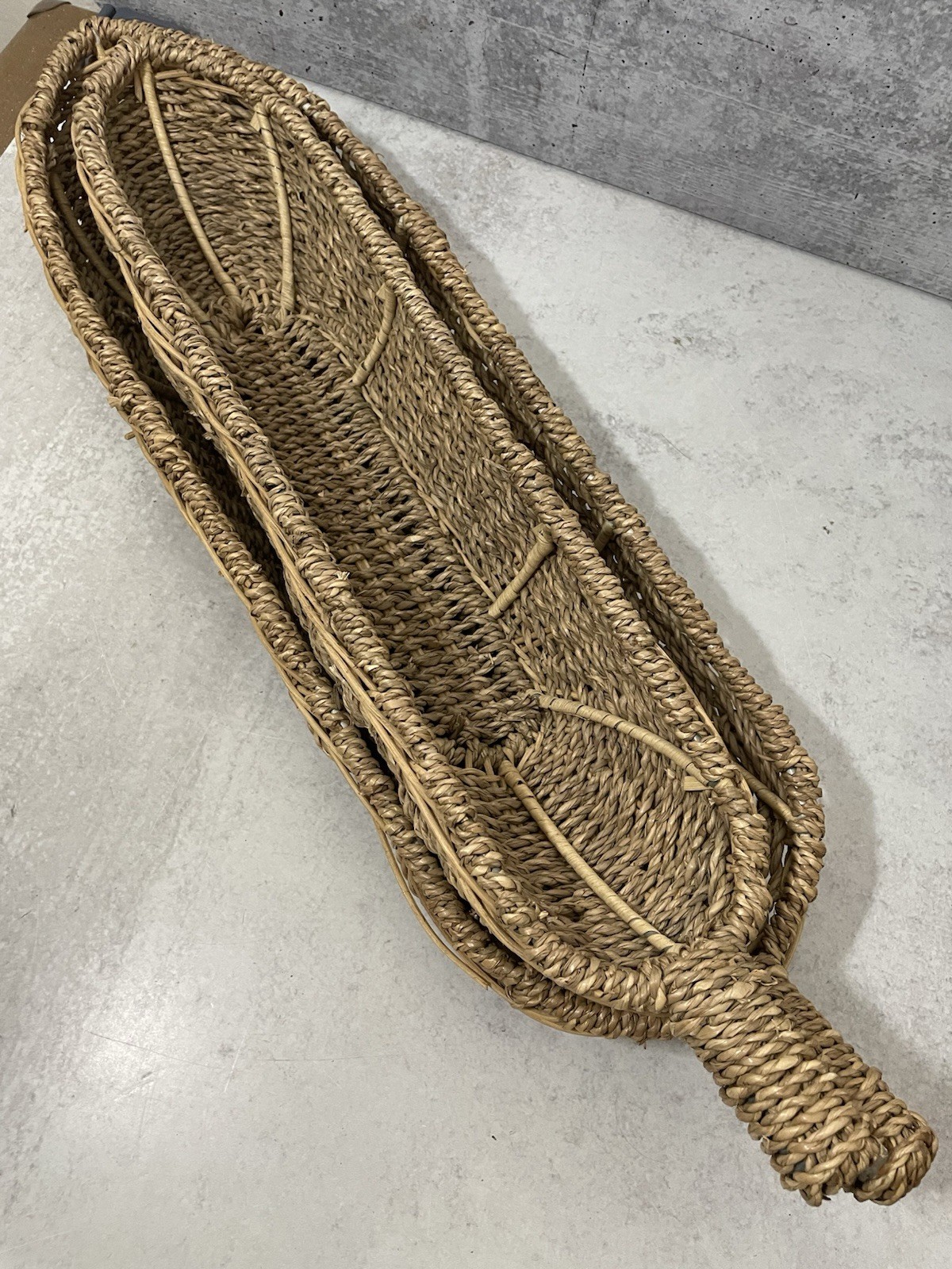 Woven Seagrass Bread or Fruit Skinny Long Tabletop Basket- Lot Of 2 Never Used