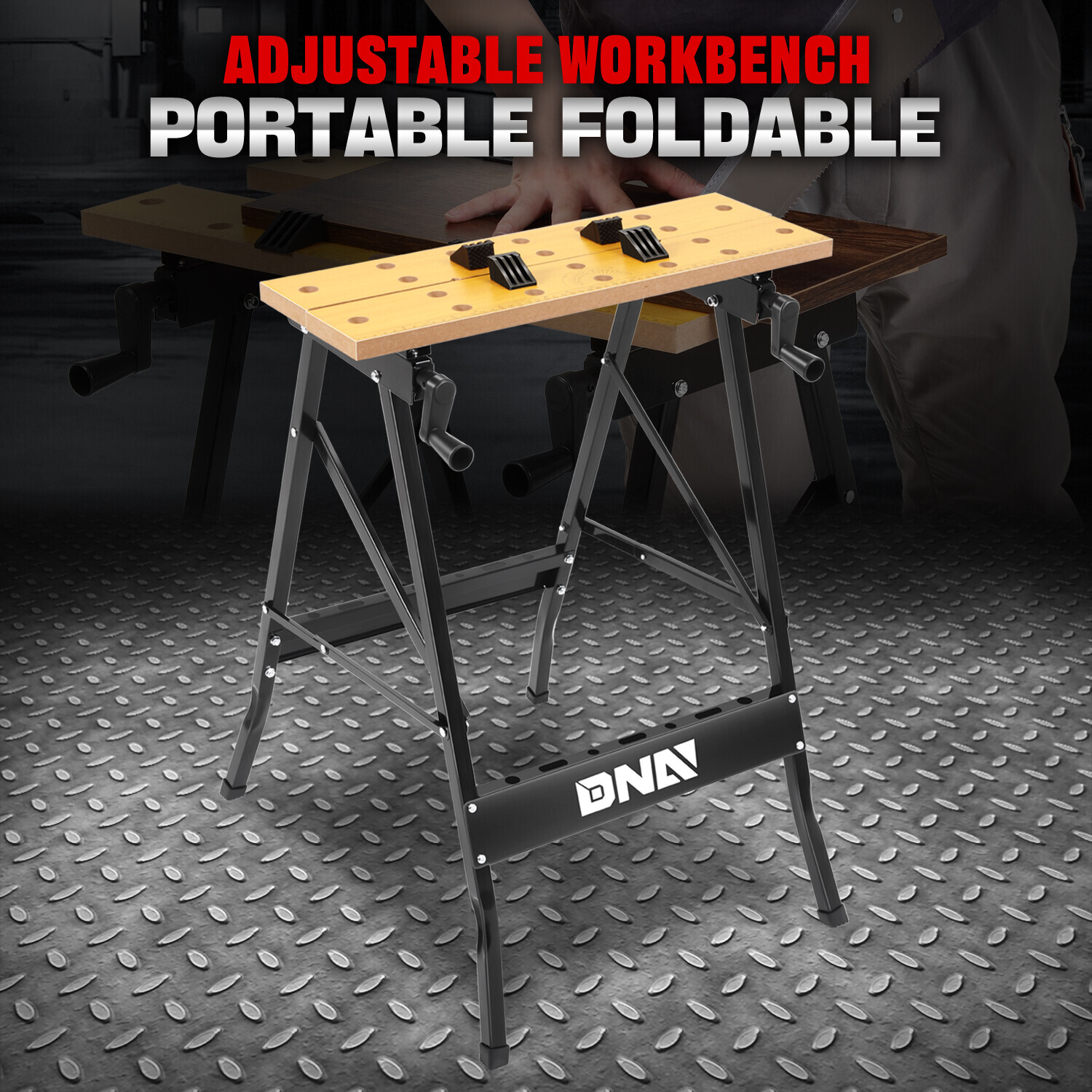 220lbs. Adjustable Portable Foldable Workbench with Measuring Ruler & Protractor