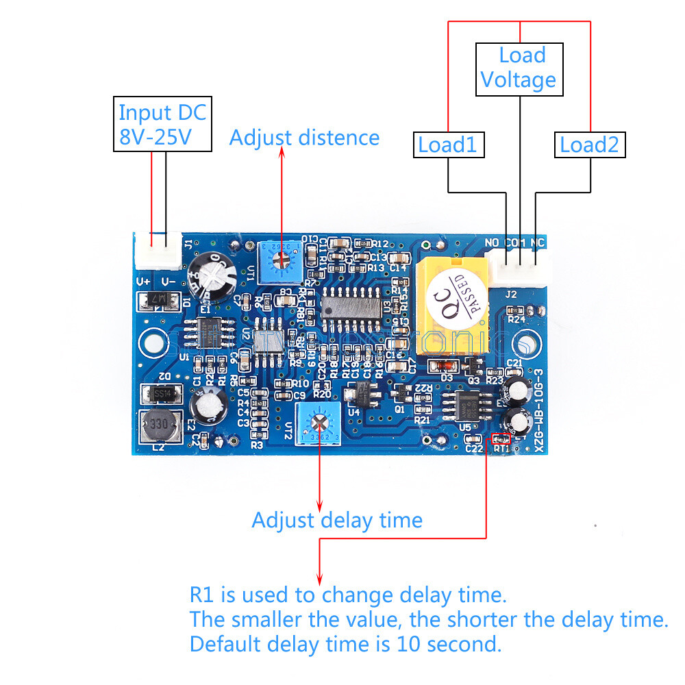 1PCS 10GHz Microwave Radar Sensor Delay Time Sensing Distance Switch Controller