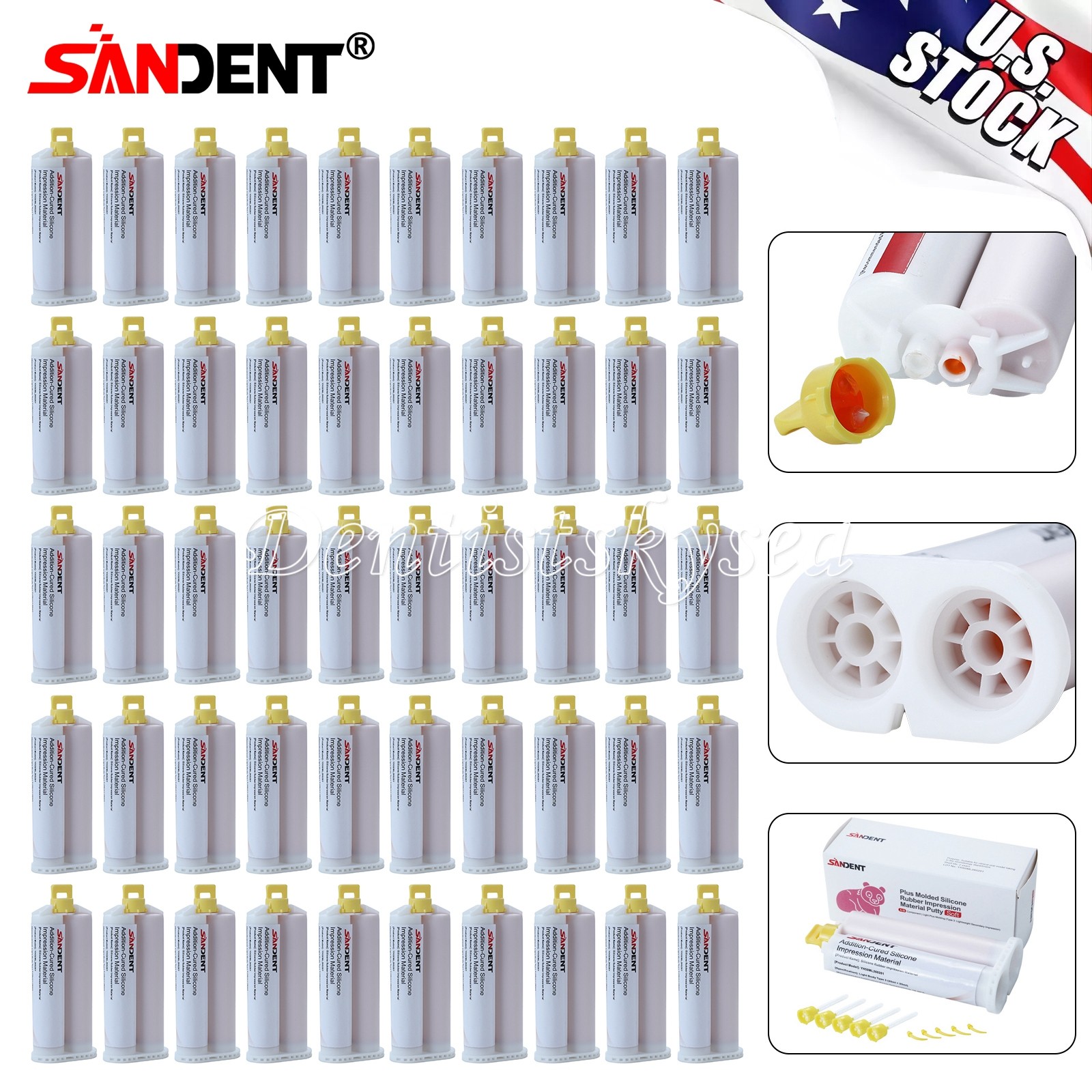 Dental Impression Material VPS Light Body Fast Set (2 Cartridge & 5 Tips)