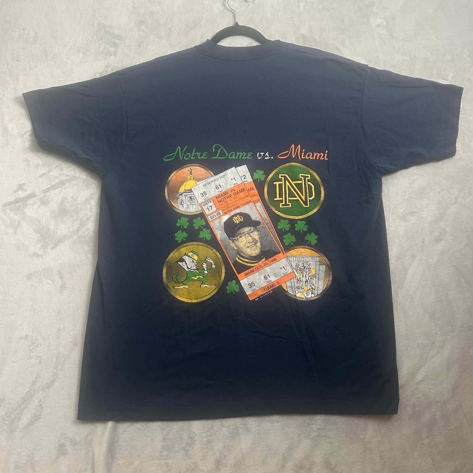 VTG 90s Notre Dame Fighting Irish Shirt Men 2XL Lou Holtz Back Hit Single Stitch