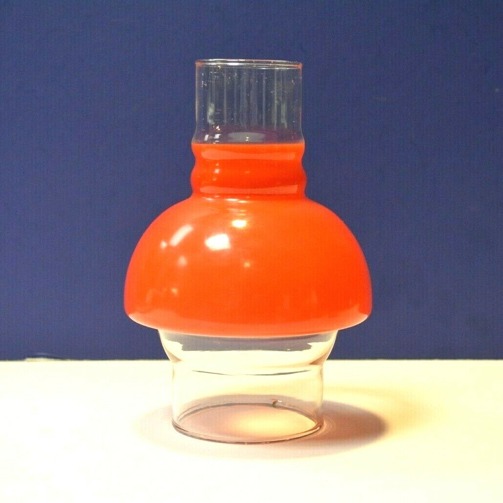 Clear & Red 2-7/8" Fitter Glass Hooded Chimney Replacement Shade NEW G1102