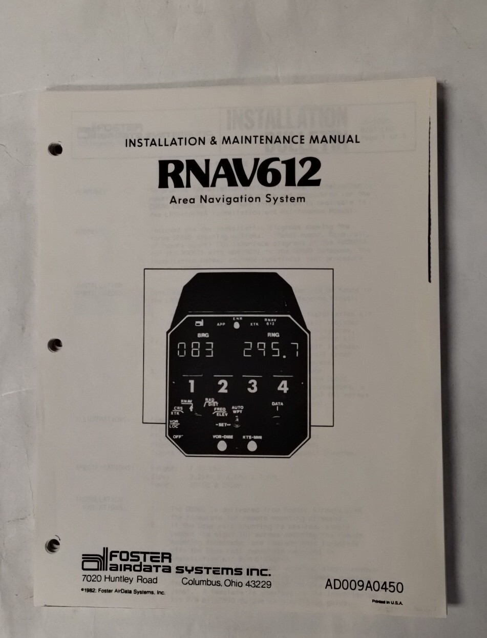 Foster RNAV612 Area Navigation System Installation & Maintenance Manual-Copy