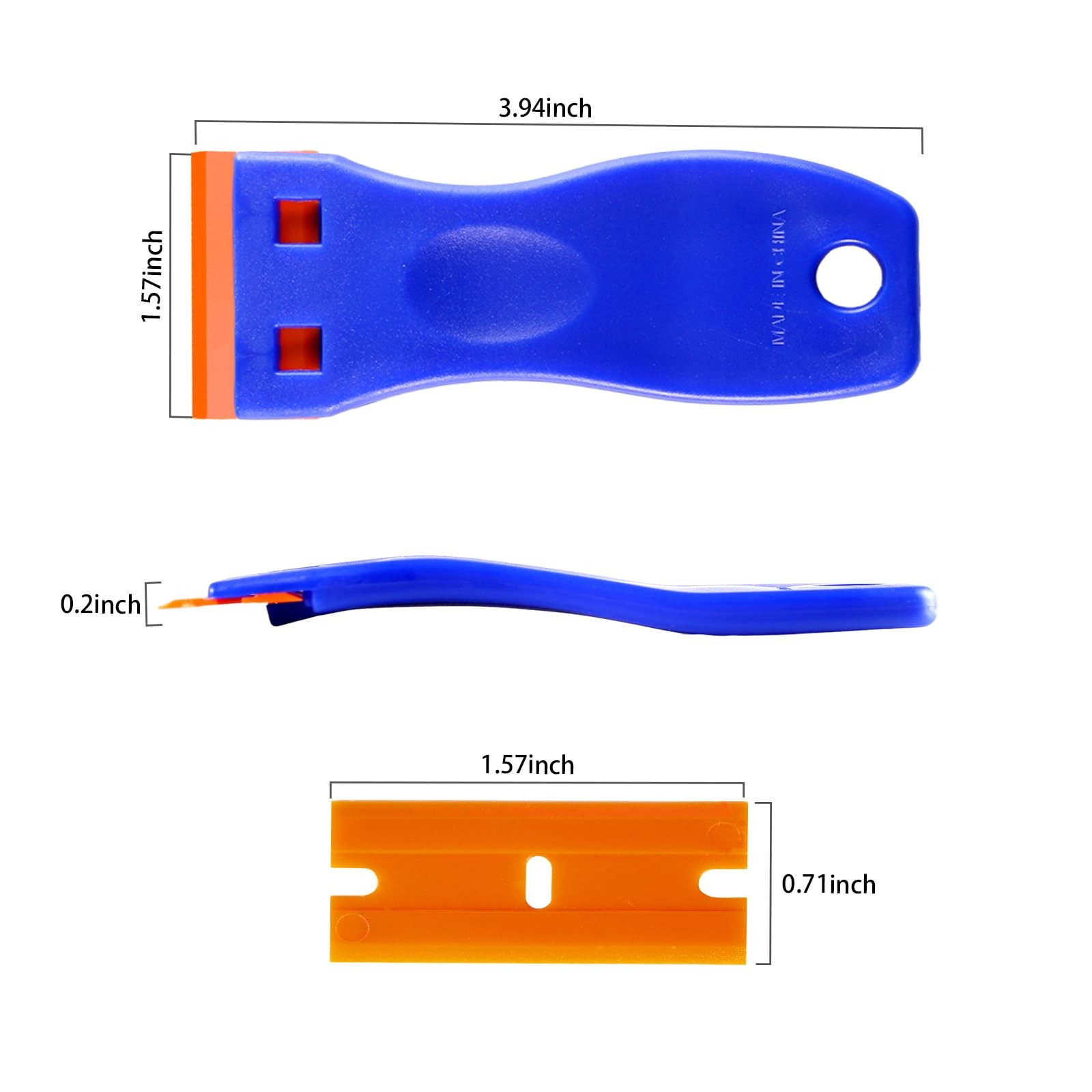 JVSEYTE 4 PCS Plastic Razor Blade Scraper and 120 Blue