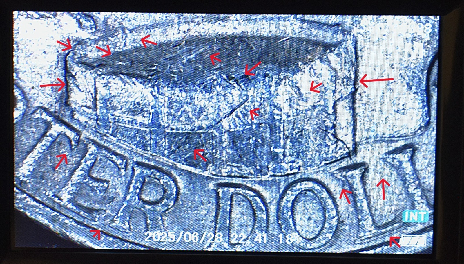 Bicentennial Quarter Error Stike Through with Die Cracks, Chips Closed AM+