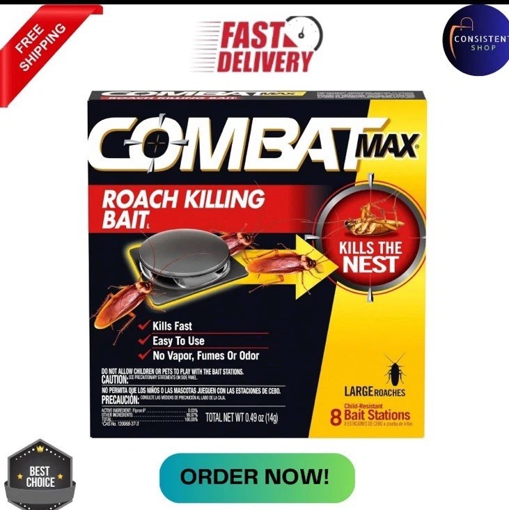 Combat Max Large Roach Killing Bait, 8 count (Pack of 3)