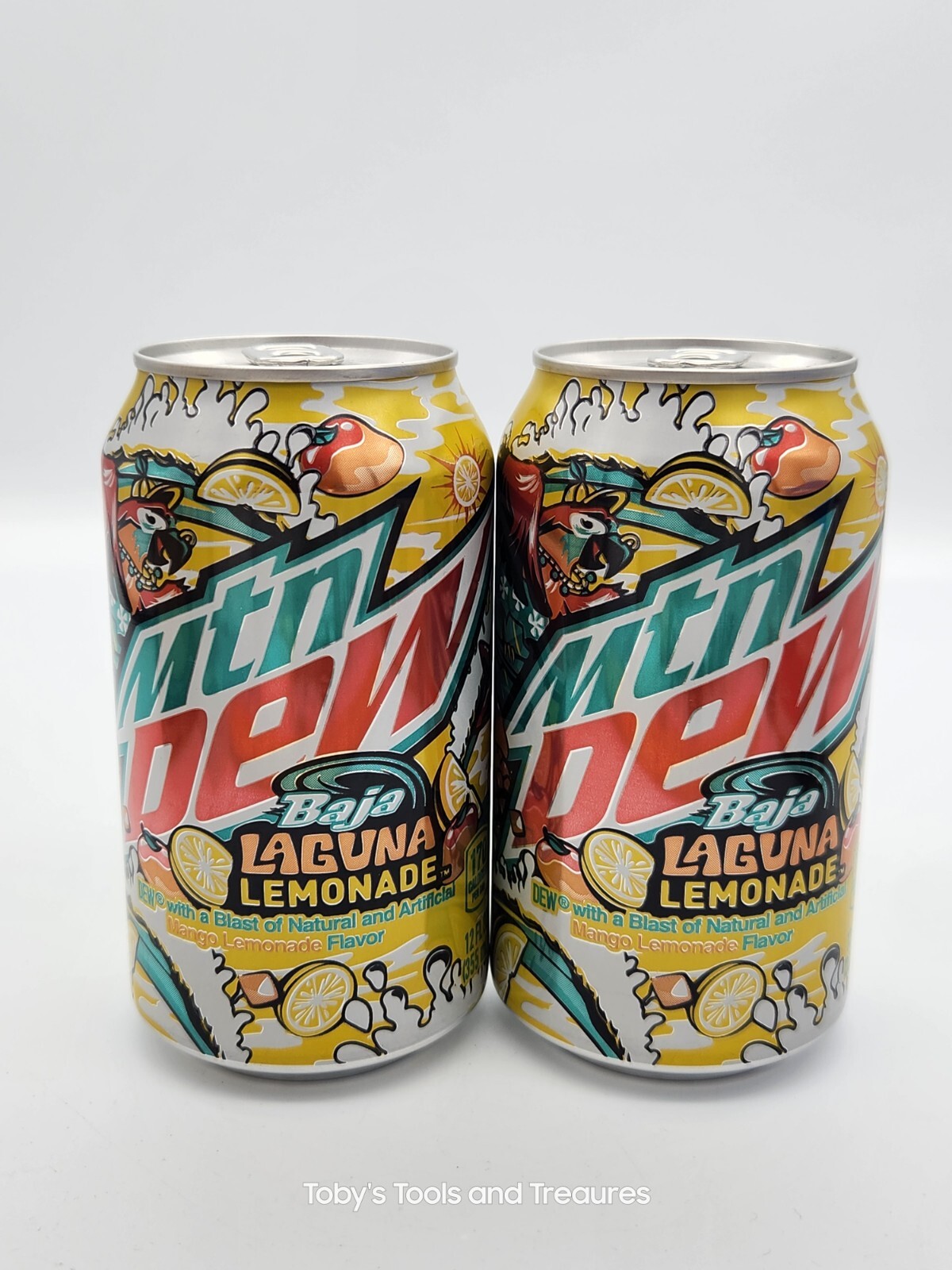 2 Full Limited Edition Mtn Dew Baja Laguna Lemonade Cans 20th Bajaversary Cans