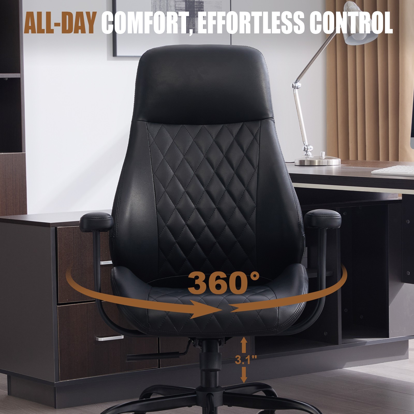 Diamond Quilted PU Leather Office Chair with Premium Durable Construction