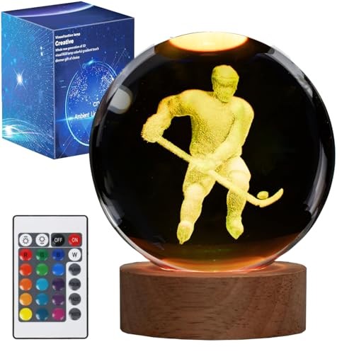 Hockey Night Light, Ice Hockey Gifts, Hockey 3D Crystal Ball Night Color 6