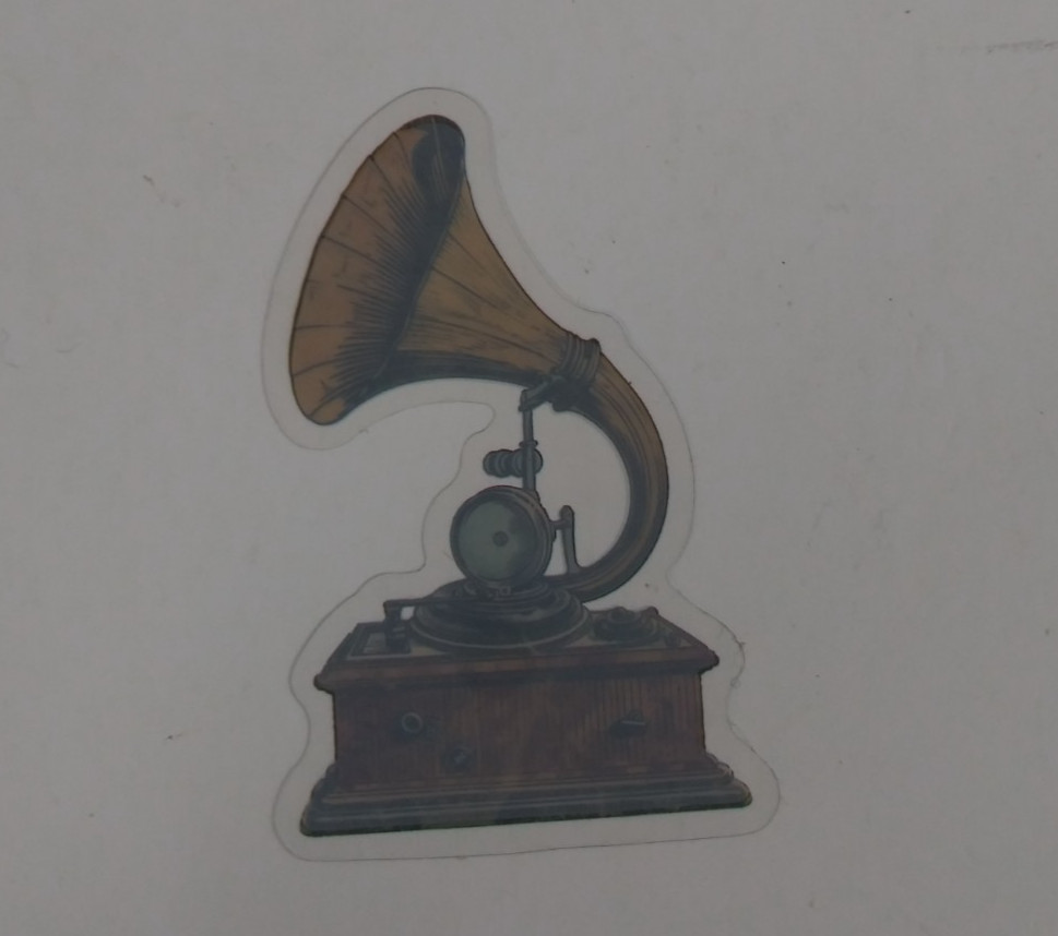 Old Gramophone Transparent Sticker 2.5" x 1.5" (F)