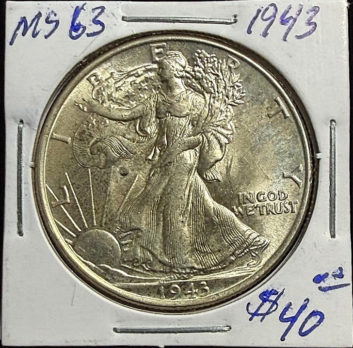 1943 Walking Liberty Half Dollar, Nice MS Coin!