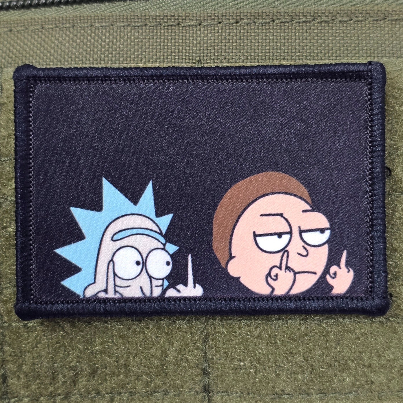 Middle Finger Patch Moral Tactical Meme Rick Army Morty USA Flag Hook & Loop 3x2