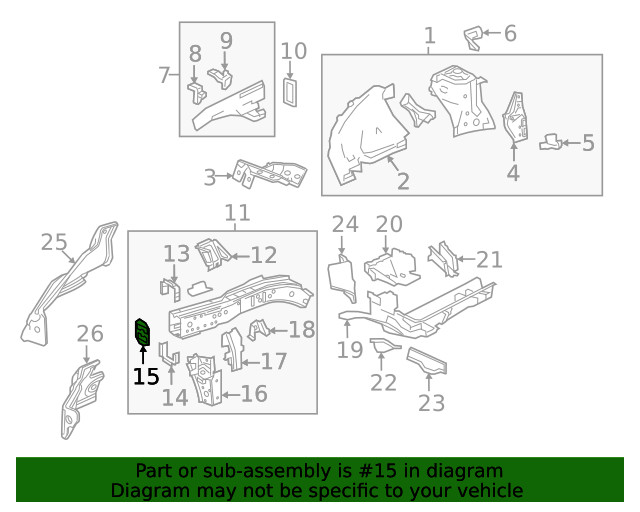 Driver Side Front Compartment Inner Side Rail Front Reinforcement (84505343)