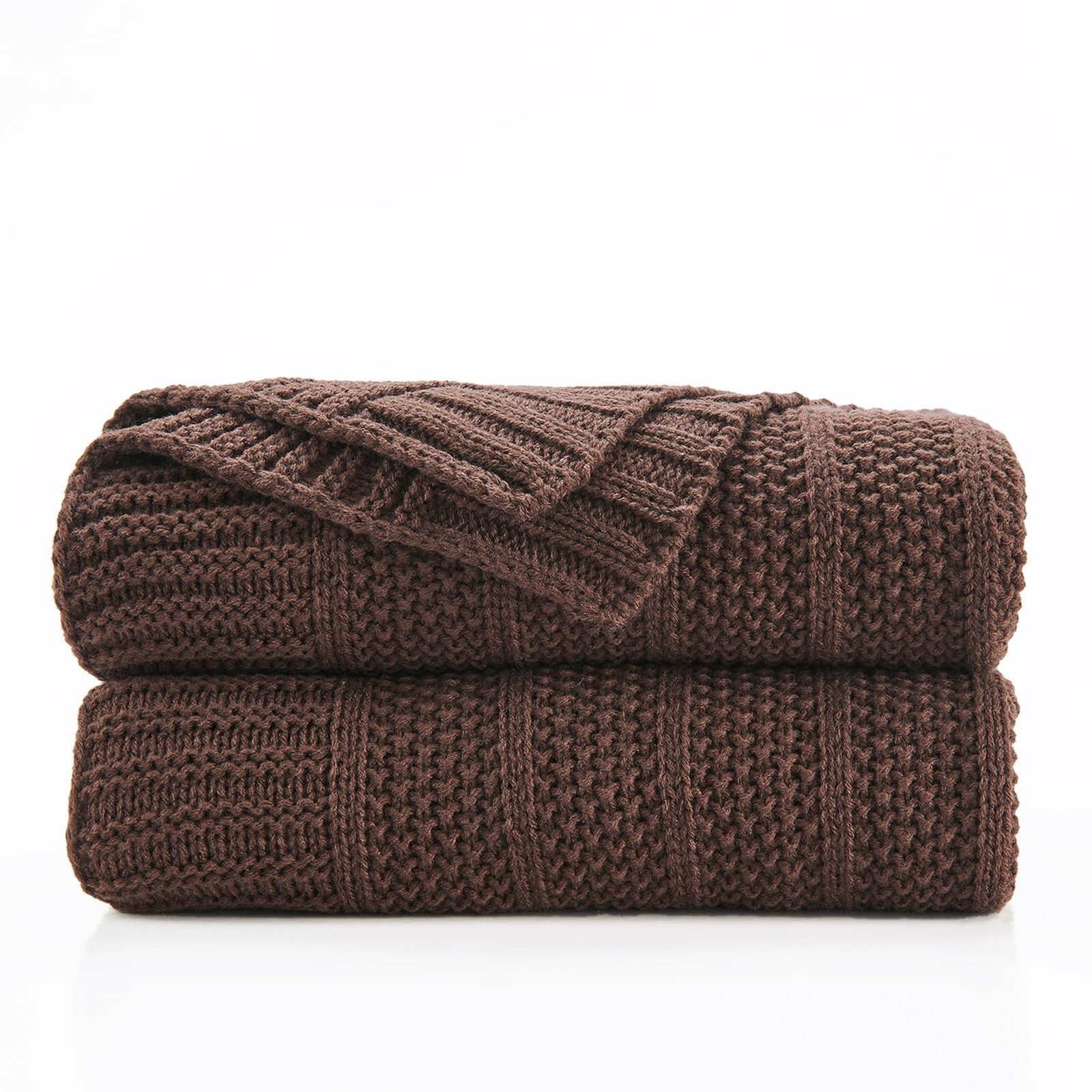 Douceur Brown Throw Blanket for Couch, Soft Cozy 50"X60", Stripe-brown