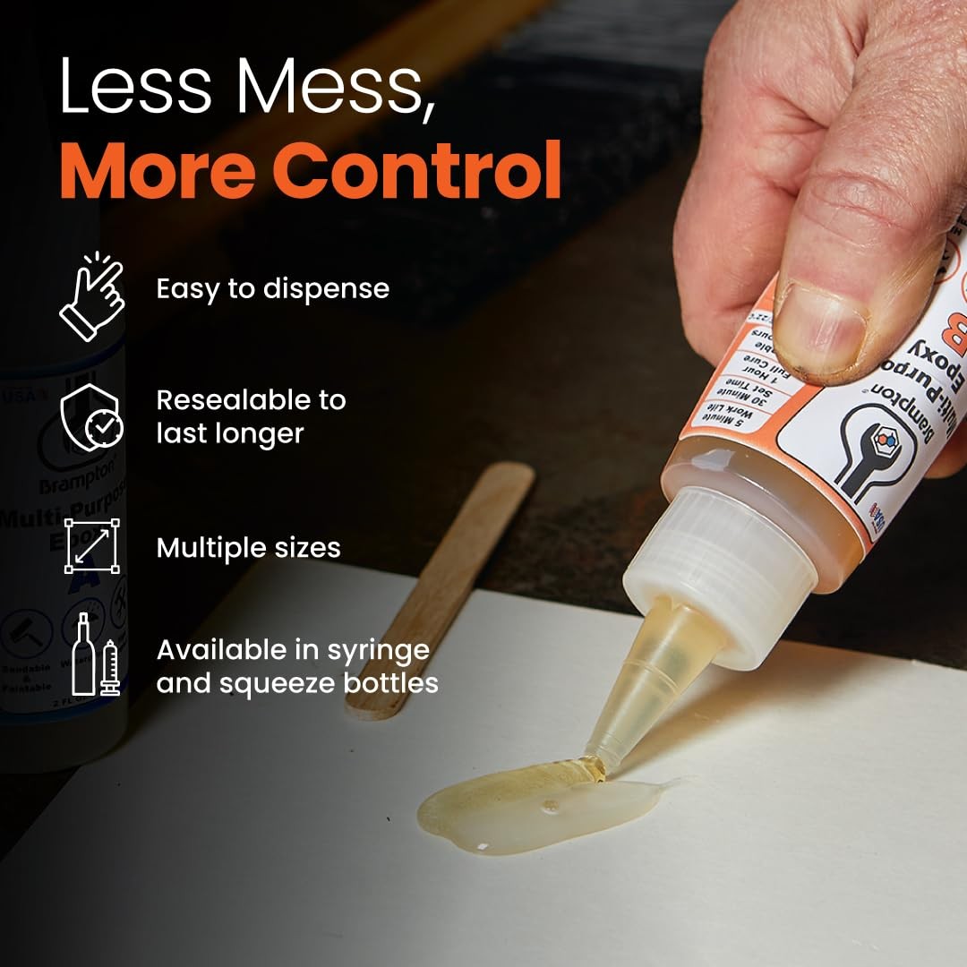 Brampton Multi-Purpose Epoxy, Quick 30-Minute Set, Waterproof 2-Part Epoxy Gl...