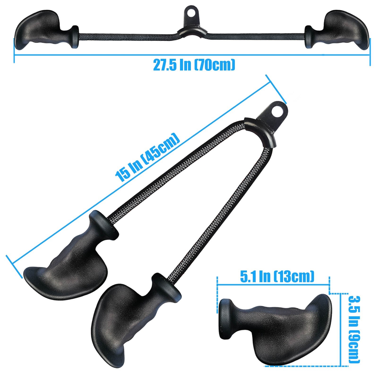 Upgraded 70cm/27" Extra Long Triceps Rope Pulldown Cable Attachments for Gym Bar