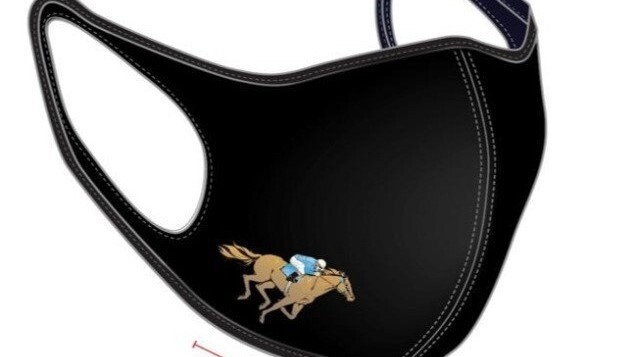 Human Face Mask with Aluminum threads and Horse Racing Logo