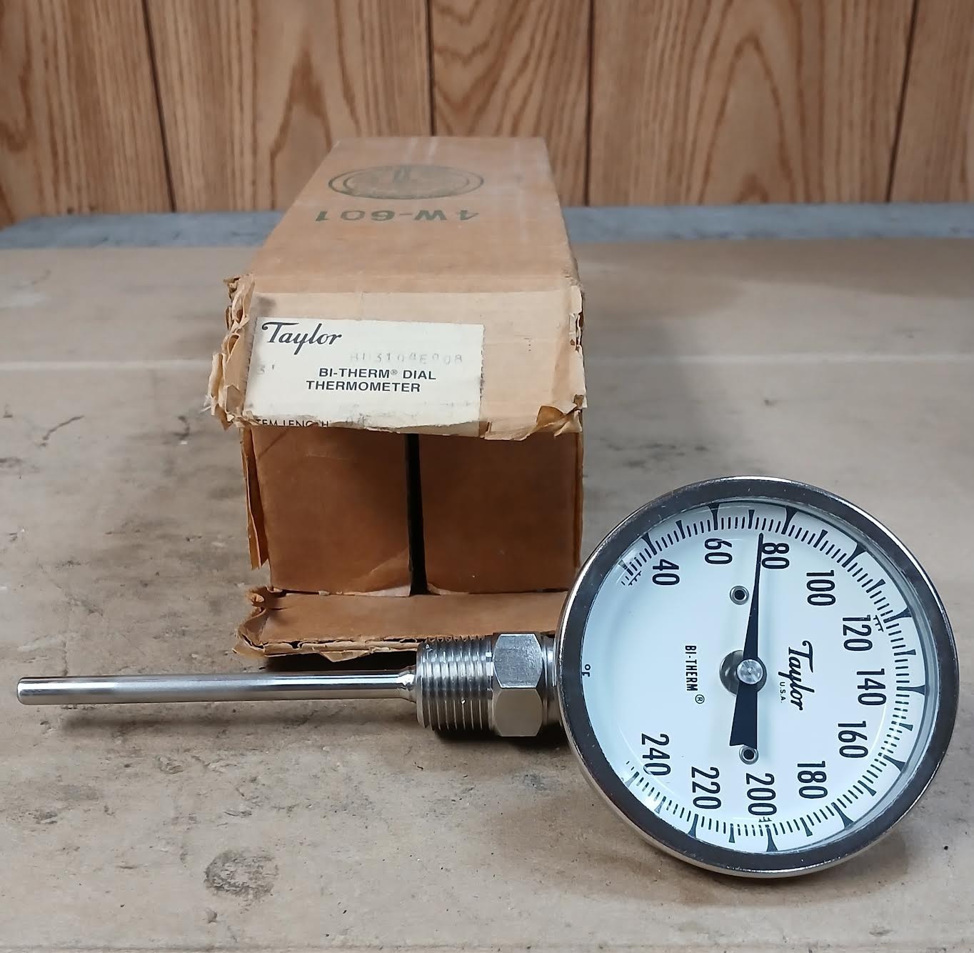 Taylor BU3104E008 Bi-Therm Dial Thermometer 40-240 Degrees 3" Face 4" Stem