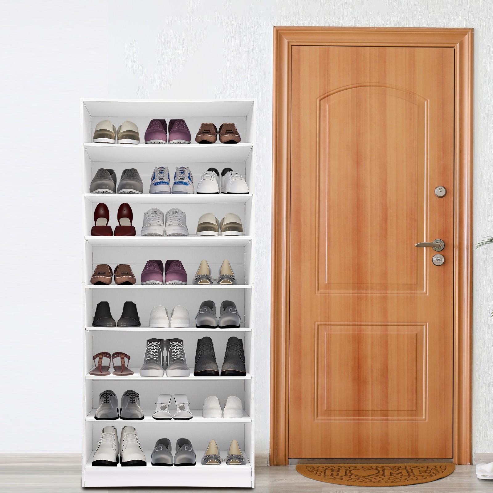 8 Tiers Shoe Storage Cabinet, Free Standing Shoes Shelf Organizer, Shoe Cabinet