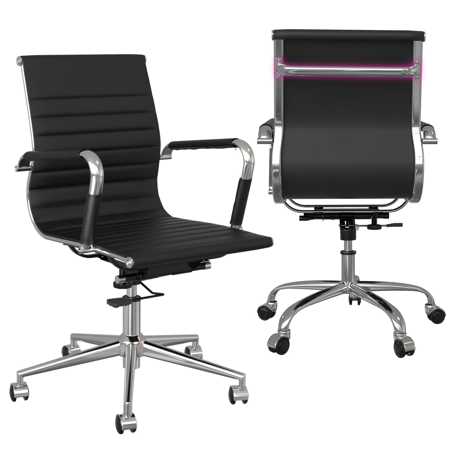 Ergonomic Mid-Back PU Leather Executive Office Chair for Conferences