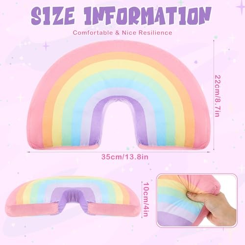 2 Pcs Rainbow Pillow for Girls Kids 13.8 x 8.7 x 4 Inch Plush Macaron Colors