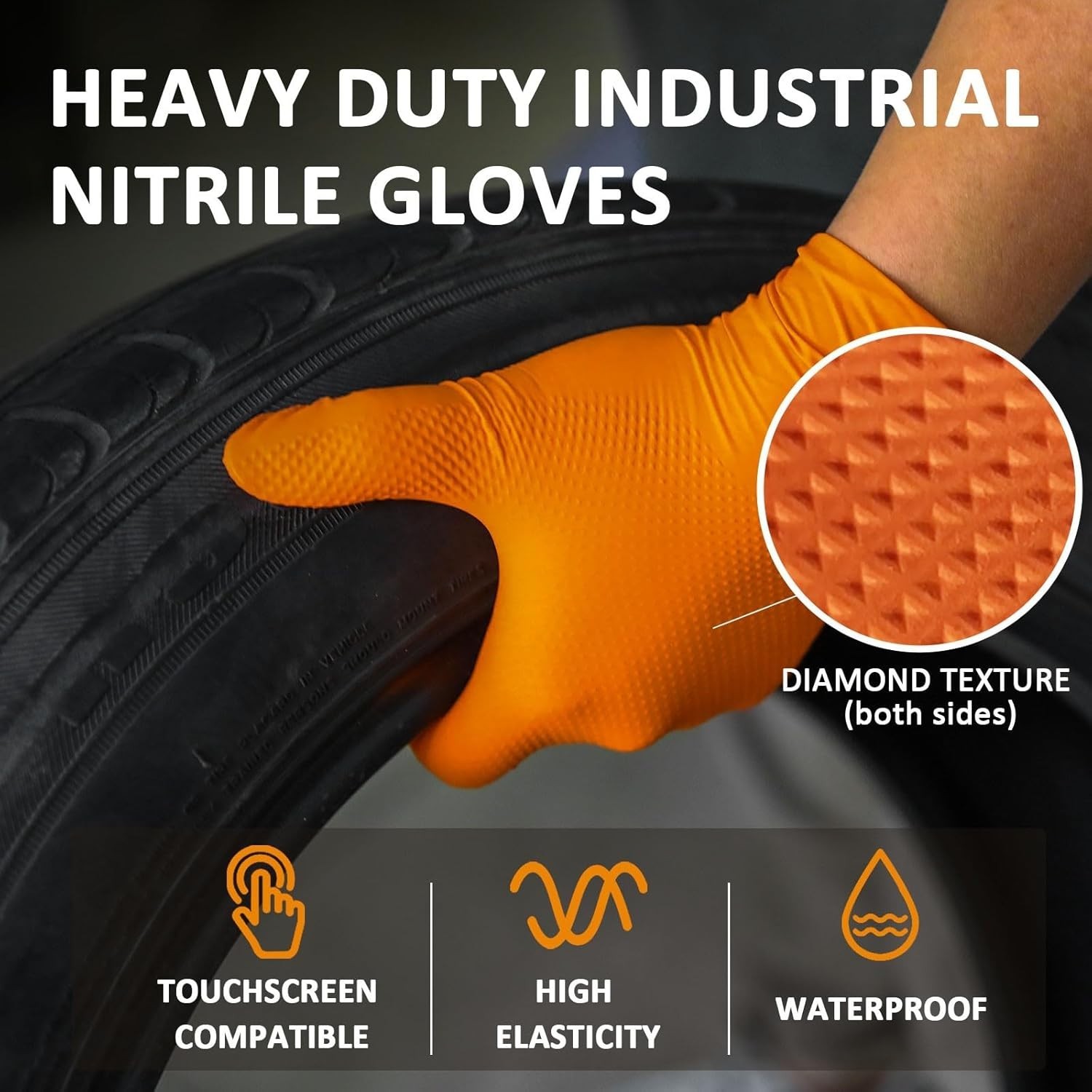 Diamond Texture Nitrile Gloves, 100 Count 50 Pairs
