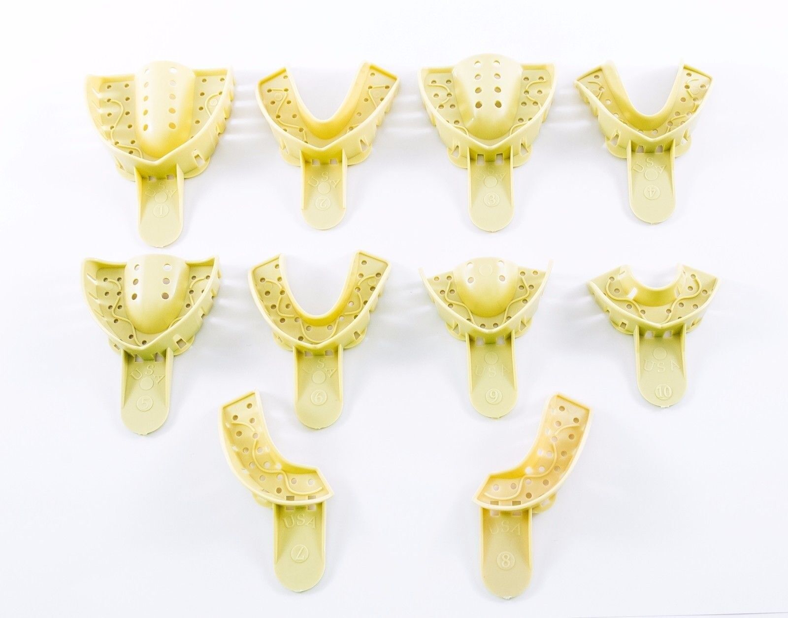 Dental Impression Trays Perforated Plastic Disposable Ped/S/M/L Upper/Lower 12PC