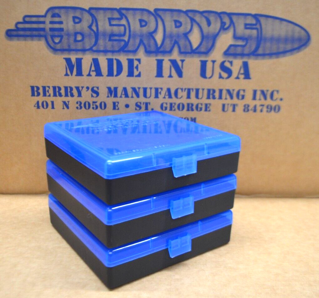 3 x 45 ACP -40 CAL - 10 MM  100 ROUND PLASTIC AMMO BOXES (BLUE)