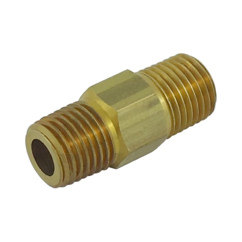 REGULATOR FITTING - HEX NIPPLE - 1/4" MPT - 1/4" MPT - RIGHT HAND THREAD