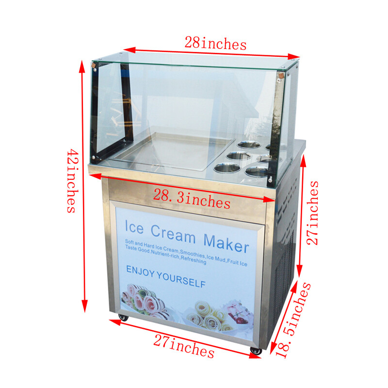 Commercial Rolled Ice Cream Machine, Ice Roll Machine Yogurt Cream Machine 110V