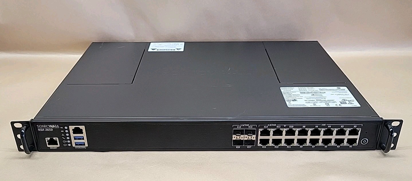 SonicWALL NSA 2650 1RK38-0C8 Network Security Appliance Firewall w/ Rack Ears