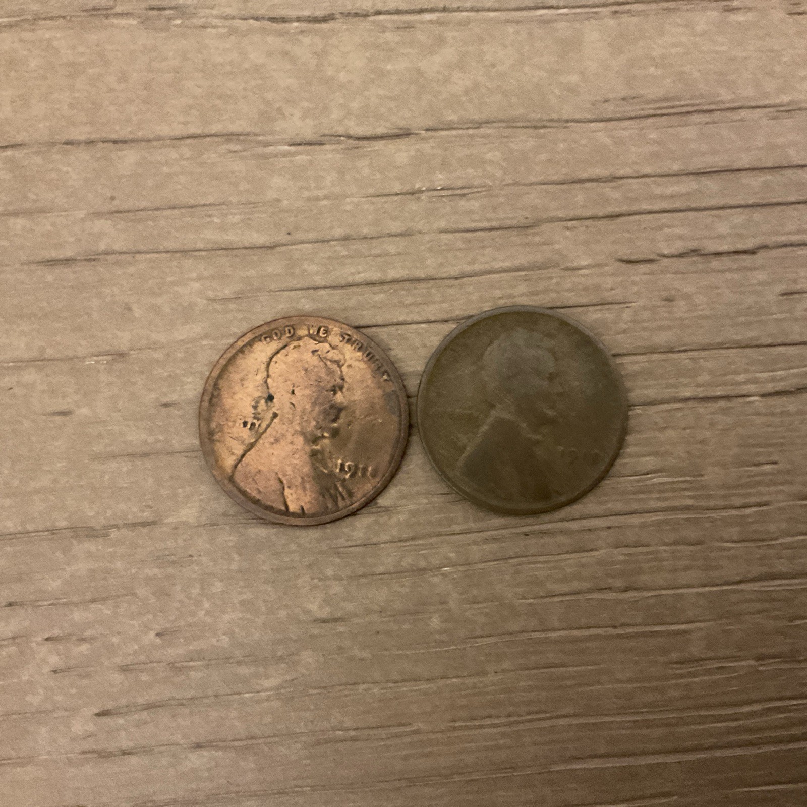 1918 Wheat Pennies Condition: 5/10 and 7.5/10 - Average and Above Average