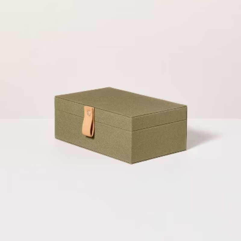 Medium Desk Storage Lidded Fabric Box Green
