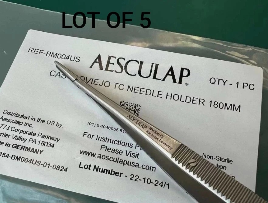 LOT OF 5 AESCULAP BM004US CASTROVIEJO TC NEEDLE HOLDER 7" (18cm)