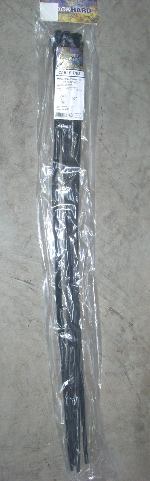 Rock Hard CTB36-175X Black Cable Ties 36 in Long 175 lb Capacity USA Made 10pk