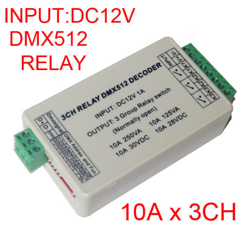3 channel DMX512 relay switch 3CH LED lighting Decoder switch Controller