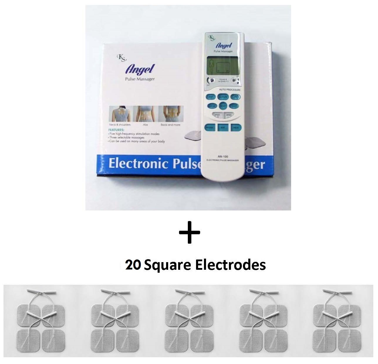 Electronic Pulse Massager + 20 Electrode Pads - Value Pack