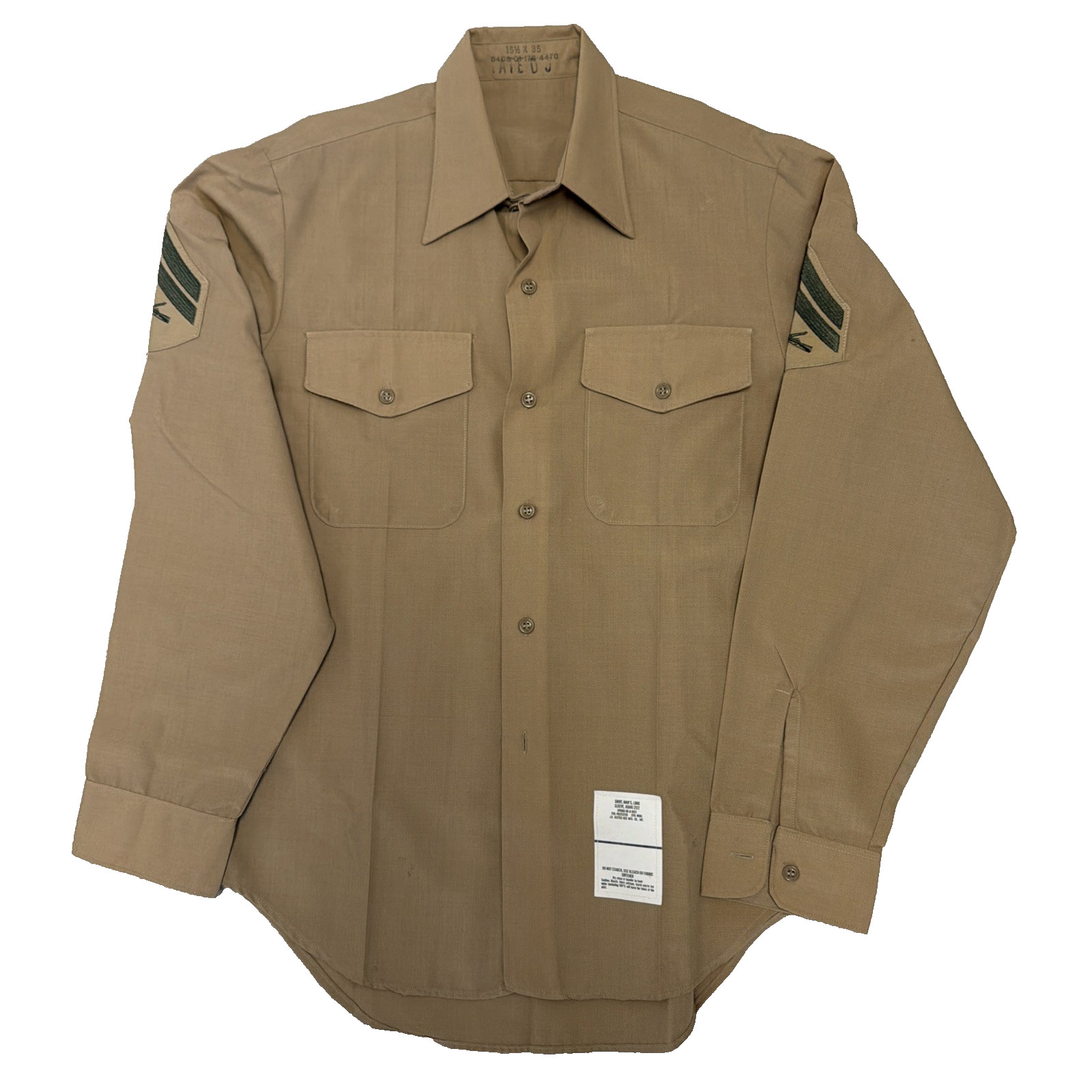 15 1/2 x35 USMC Service Uniform Khaki Dress Long Sleeve Shirt Marine Corps K-108