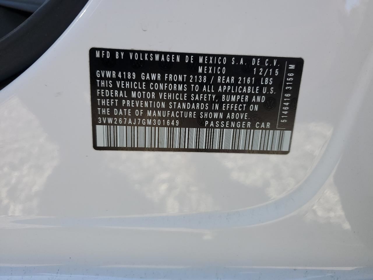 JETTA 2016 Glove Box 4558082