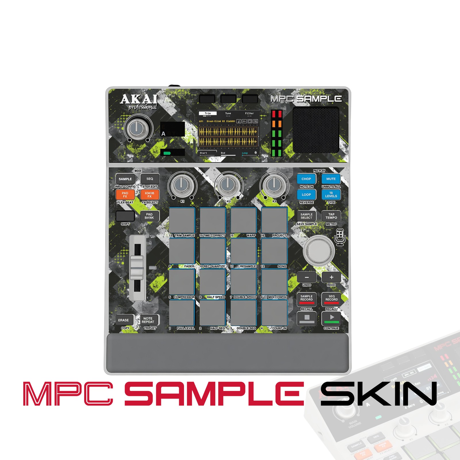 Akai MPC Sample Skin / Lime Urban Camo