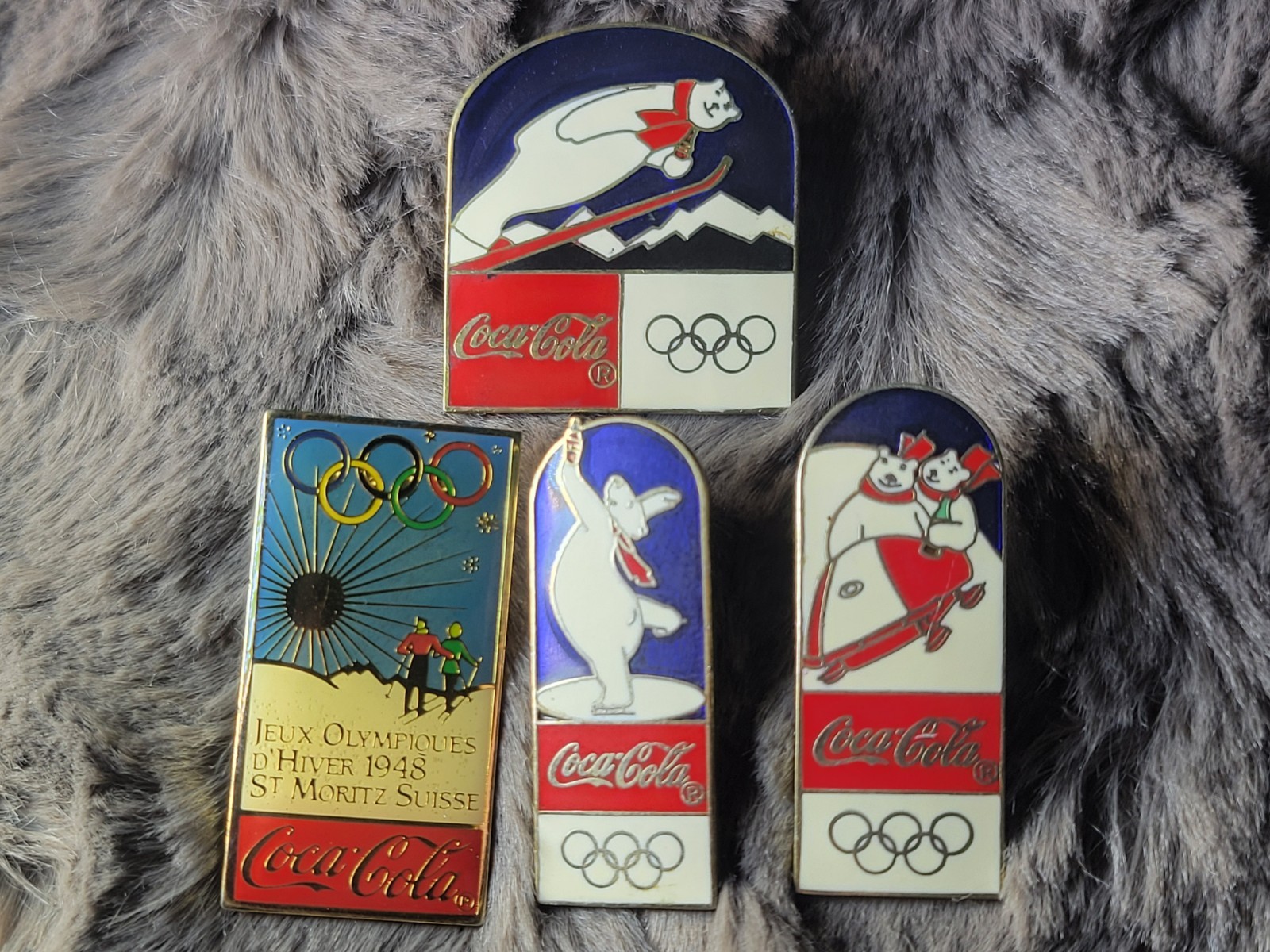 Set Of 4 Coca-cola / Olympics Hat Pins